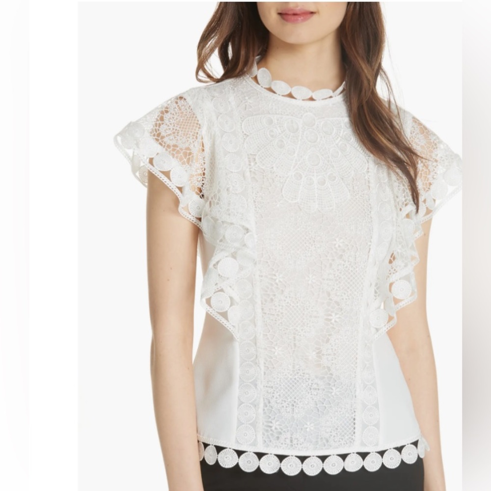Ted Baker High Neck Lace Front Blouse P2P 19.5 in.